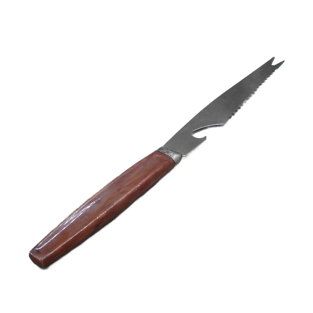 Cheese Knife Bar Cocktail Tool Marked Stainless USA Bakelite Brown Handle